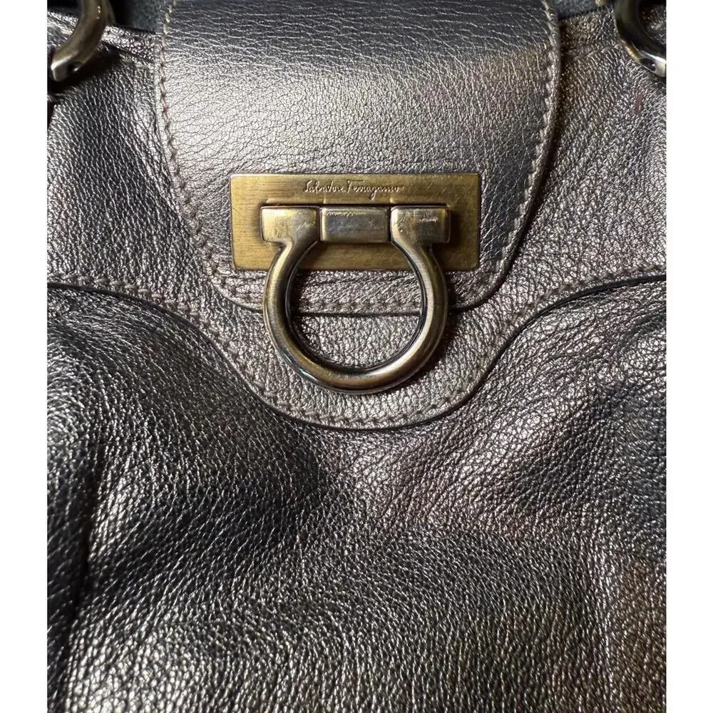 Salvatore Ferragamo Metallic Leather Gancini Tote